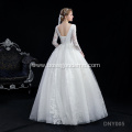 2021 personalized custom V-neck lace applique long sleeve princess wedding dress